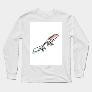 Minimal  Line Drawing Hands Touching Long Sleeve T-Shirt